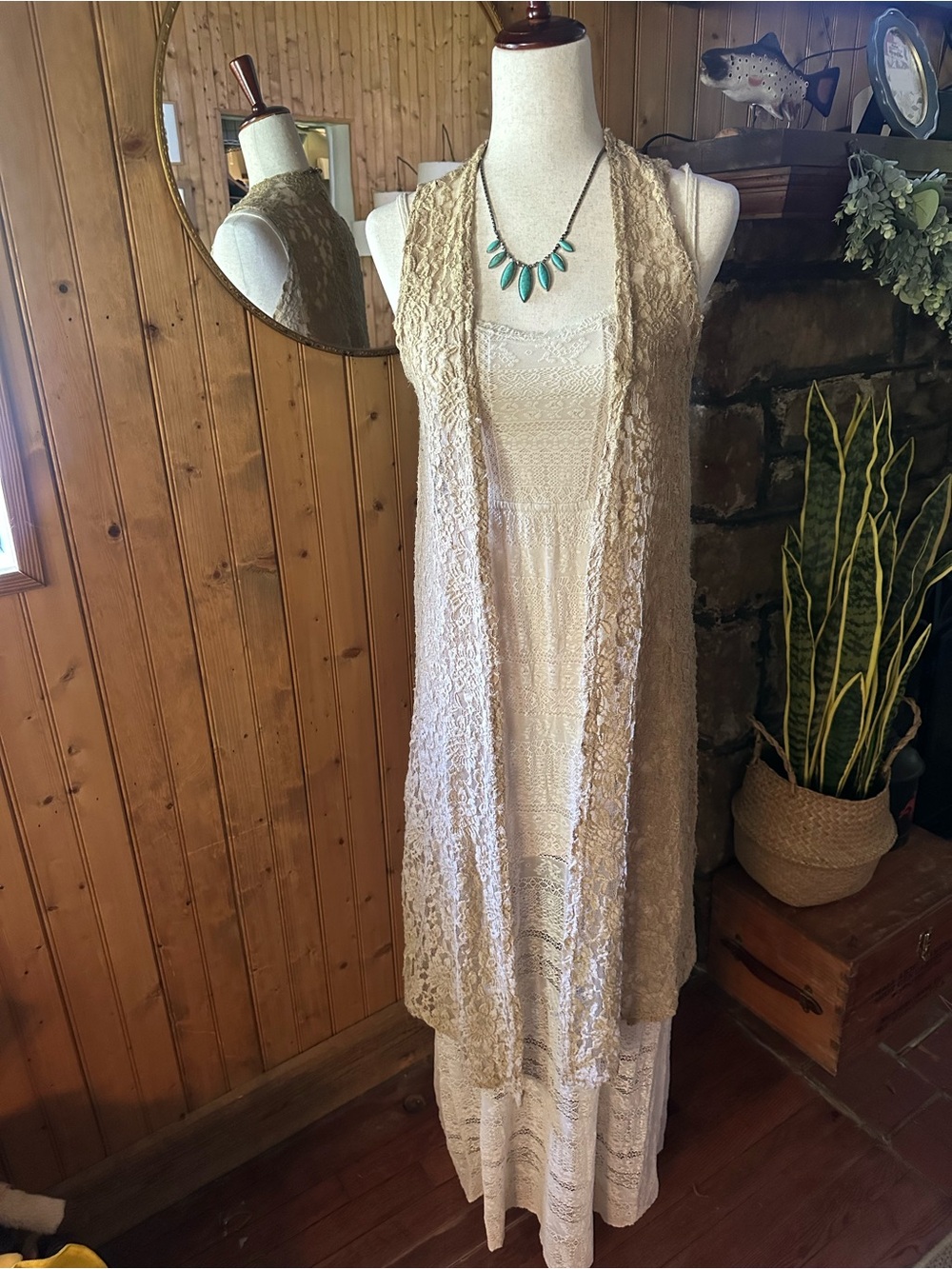 Hollister Cream Lace Maxi